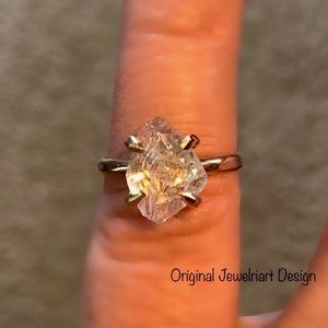 Raw Herkimer Diamond 14k gold filled Ring